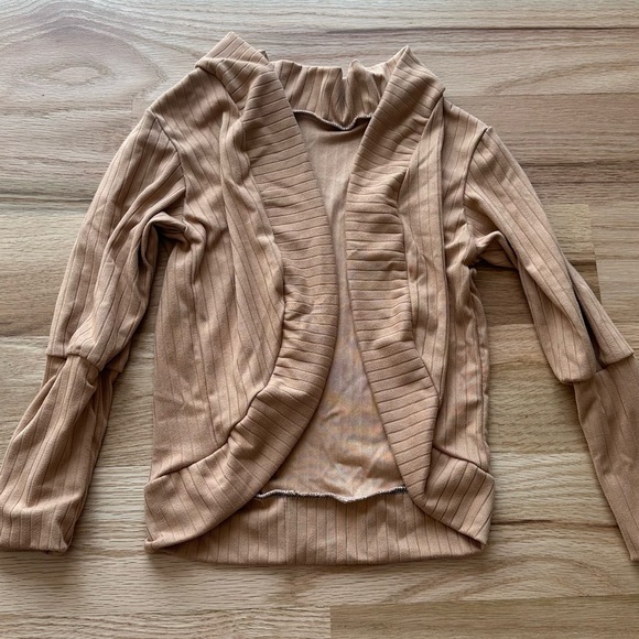 Handmade- Tan Ribbed Toddler Cardigan - Picture 1 of 1